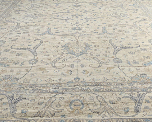 14x0 Zeigler Beige Afghan Hand Knotted Wool Area Rug